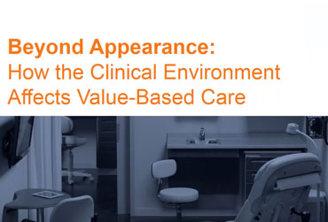 Graphic showing exam room and headline "Beyond Appearance: How the Clinical Environment Affects Value-Based Care