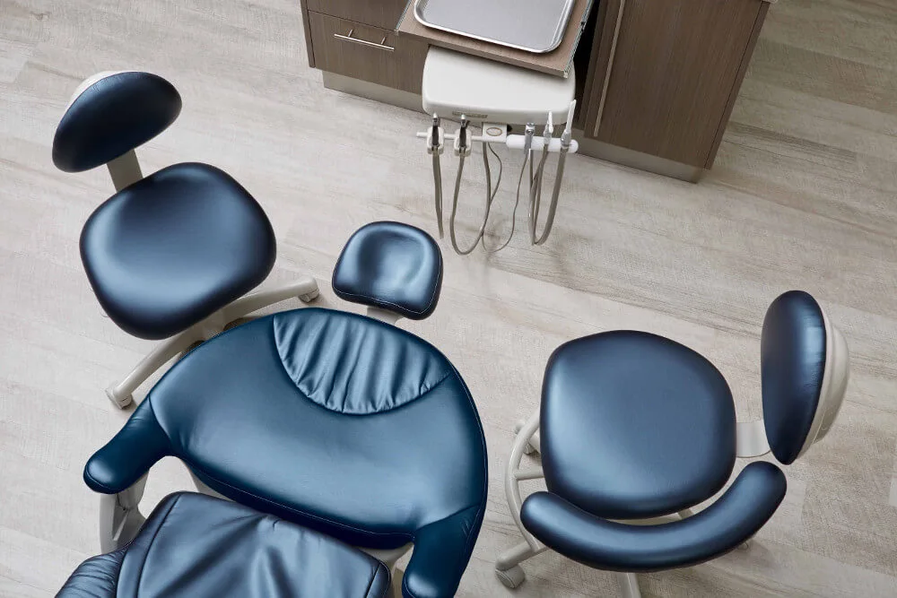 overhead view of midmark ultracomfort dental chair in dental room