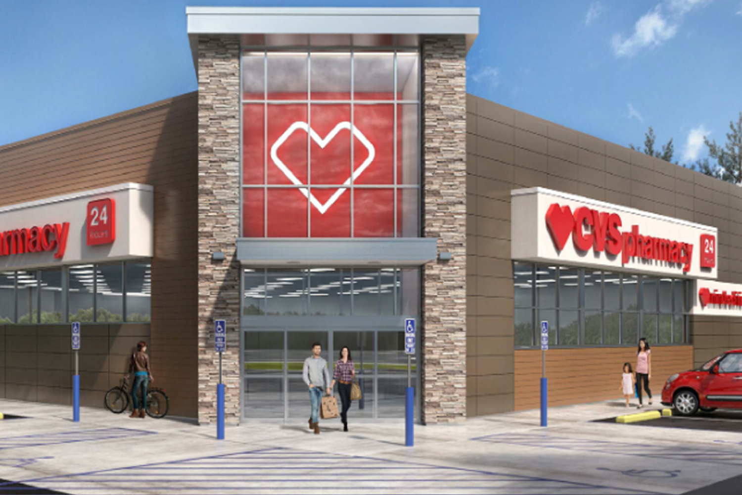 Rendering of a CVS pharmacy building from the outside.